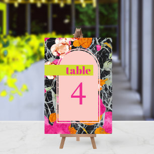 Numéro De Table Maximaliste moderne Mariage floral marbré