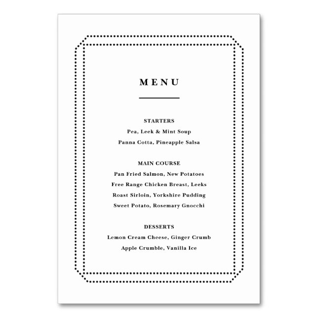 Numéro De Table Menu Classique, réception de mariage (Par défaut)