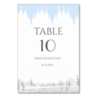 Numéro De Table  Merveilleux Paysage d'Hiver Élégant  Flocons de n