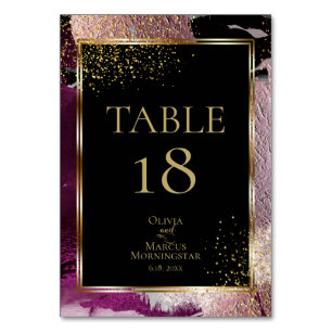 NUMÉRO DE TABLE Métalisé Noir Or et Cassis
