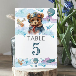 Numéro De Table Mignonne pilote Ours en peluche Anniversaire ou Ba