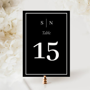 Numéro De Table Minimal et chic   Noir foncé avec Mariage frontali