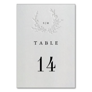 Numéro De Table Minimal Faux Blind Deboss Cotton Wedding Table 