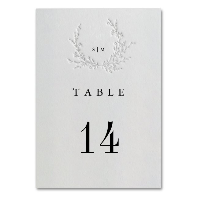 Numéro De Table Minimal Faux Blind Deboss Cotton Wedding Table  (Par défaut)