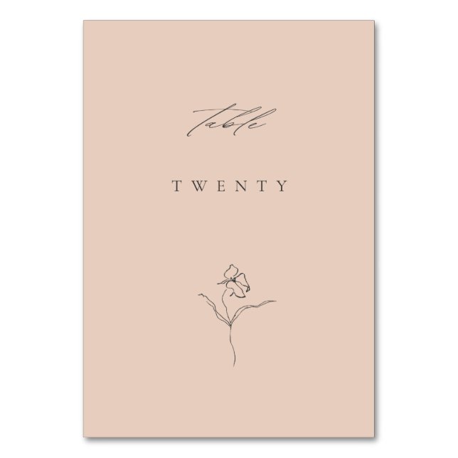 Numéro De Table Minimal moderne Blush Fine Art Floral Mariage (Par défaut)
