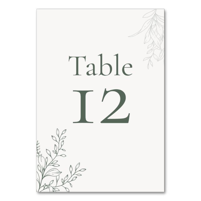 Numéro De Table Minimal Sage Green Botanical Table Number (Par défaut)
