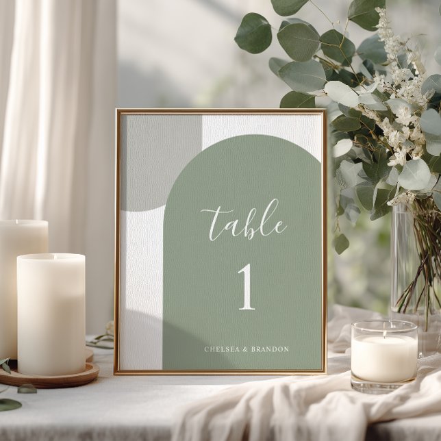 Numéro De Table Minimal Sage Green Rustic Boho Arch Table Number (Créateur téléchargé)