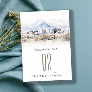 Numéro De Table Minimal Salt Lake City Utah Watercolor Mariage