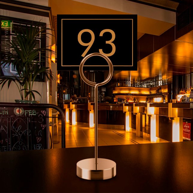 Numéro De Table Minimalist Black Gold Text Restaurant  (Minimalist Black Gold Text Restaurant Table Number)