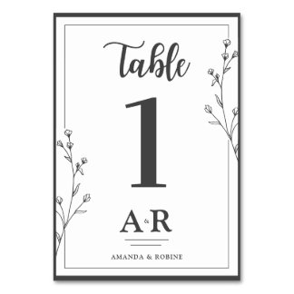 Numéro De Table Minimalist Black & White Wedding