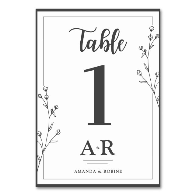 Numéro De Table Minimalist Black & White Wedding (Par défaut)