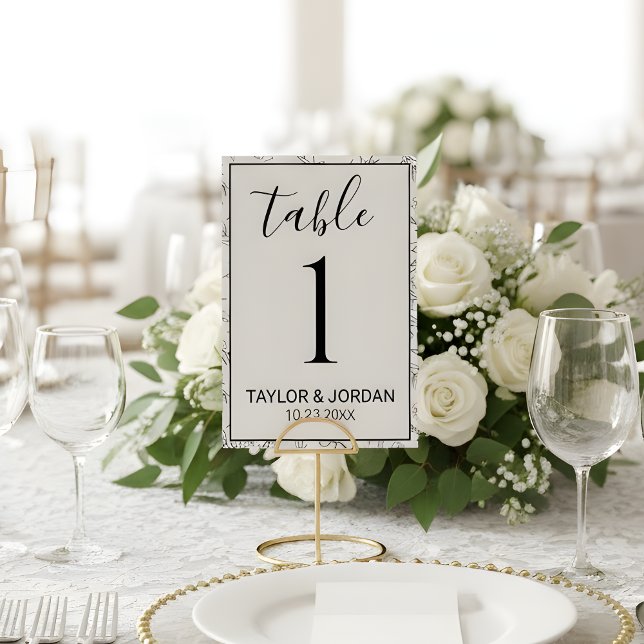 Numéro De Table Minimalist Botanical Framed Border Wedding  (Créateur téléchargé)