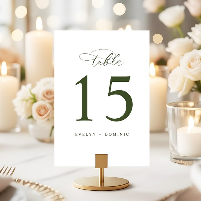Numéro De Table Minimalist White Green  Wedding Table Number Cards (Créateur téléchargé)
