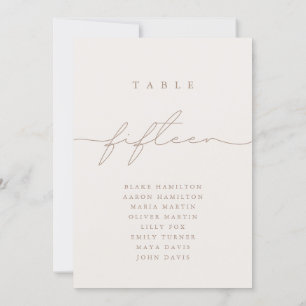 Numéro de table minimaliste de calligraphie ivoire