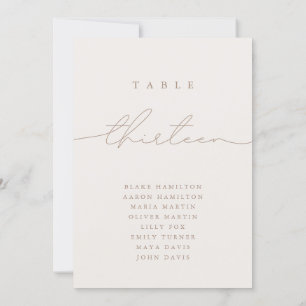 Numéro de table minimaliste de calligraphie ivoire