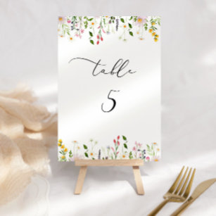 Numéro de table minimaliste fleur sauvage