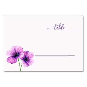 Numéro De Table Minimaliste Floral Violet Serein
