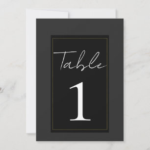 Numéro de table minimaliste moderne gris noir or