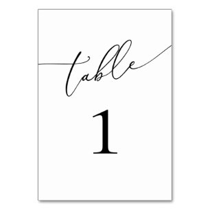 Numéro de table minimaliste noir et blanc élégant