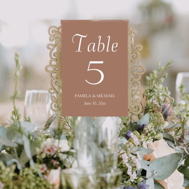 Numéro De Table Mocha Simple Style Mariage (In Situ Wedding)