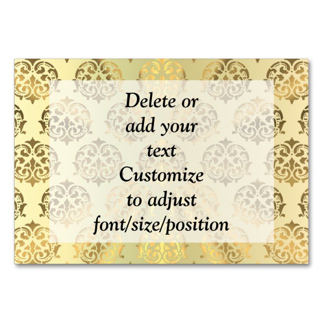 Numéro De Table Modèle damé or (Devant)