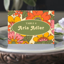 Numéro De Table Modèle floral coloré Retro Boho les années 70 Mari