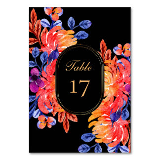 Numéro De Table Modern Chic Watercolor Bouquet Floral Wedding