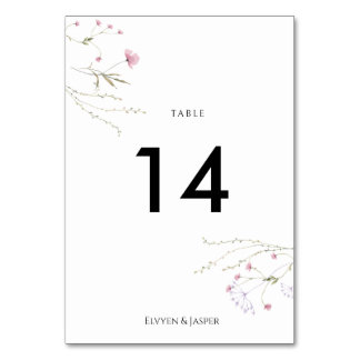 Numéro De Table Modern Floral Pink Wild Flower 