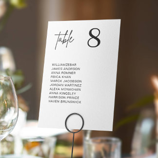 Numéro De Table Modern Minimal Wedding Table Number Seating Chart