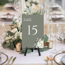 Numéro De Table Modern Olive Green Watercolor Floral Wedding
