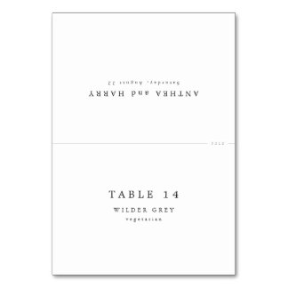 Numéro De Table Modern Serif Wedding Place Cards With Meal Choice