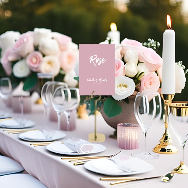 Numéro De Table Moderne Chic Dusty Rose Personnalisé Mariage Nom d (Créateur téléchargé)