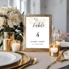 Numéro De Table Moderne Destimation thème voyage mariage
