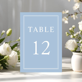 Numéro De Table Moderne Élégant Formal Poudre Mariage bleu
