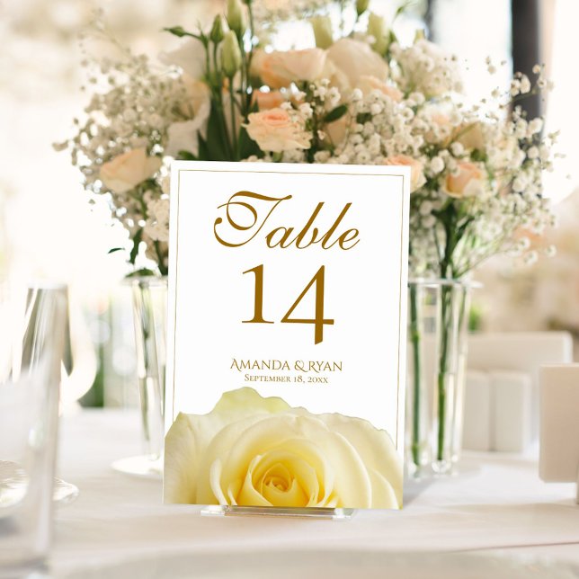 Numéro De Table Moderne Elégant Rose Jaune Mariage Floral (Créateur téléchargé)