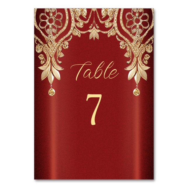Numéro de table moderne Gold Red Floral (Par défaut)