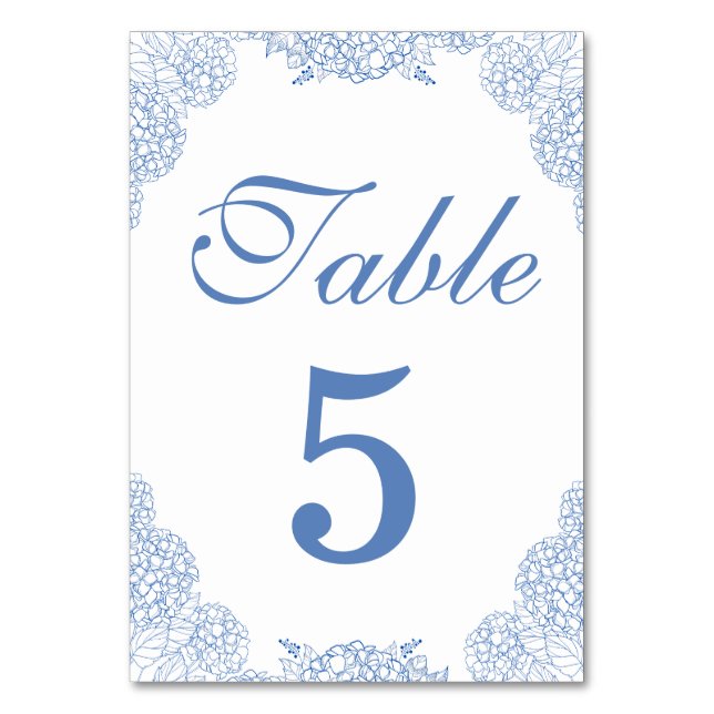Numéro De Table Moderne Hydrangea Dusty Blue Détails floraux (Par défaut)