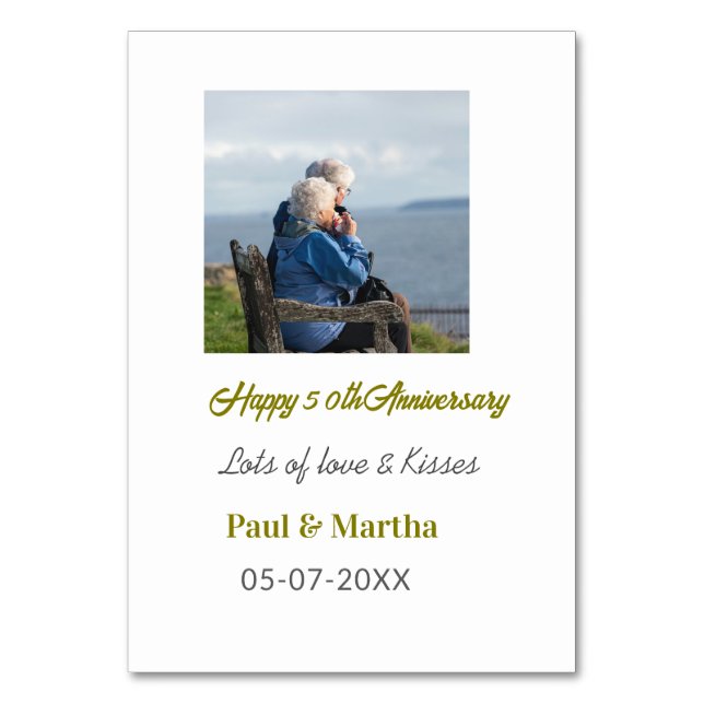 Numéro De Table Moderne joyeux 50e anniversaire de mariage nom dat (Par défaut)