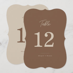 Numéro de table moderne marron beige bicolore