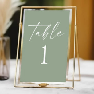 Numéro De Table Moderne minimaliste Élégant Sage Mariage vert