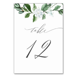 Numéro De Table Moderne Sage vert Flore blanc No 12 Mariage