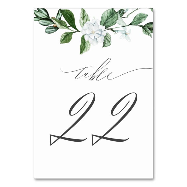 Numéro De Table Moderne Sage Vert Flore Blanc No 22 Mariage (Par défaut)