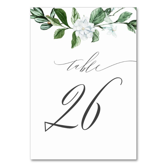 Numéro De Table Moderne Sage vert Flore blanche No 26 Mariage (Par défaut)