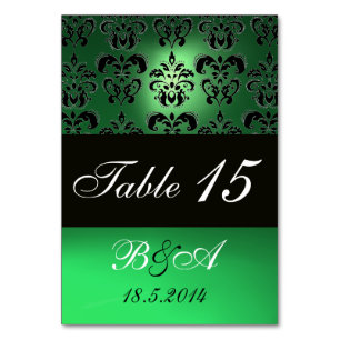 NUMÉRO DE TABLE MONOGRAMME DE DOMMASQUE EN CLASSE BLANCHE VERT EME