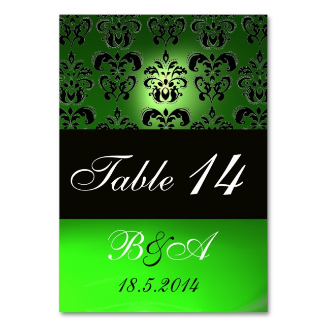 NUMÉRO DE TABLE MONOGRAMME DE DOMMASQUE EN CLASSE BLANCHE VERT EME (Par défaut)