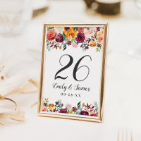 Monogramme de mariage floral automnal burgundy rus
