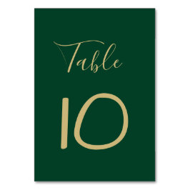 Numéro De Table Monogramme Gold Crest et Mariage vert de forêt