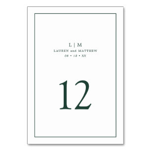 Numéro De Table Monographie verte de forêt simple Mariage élégant