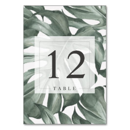 Numéro De Table Monstera moderne Tropical Palm Feuille Mariage