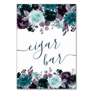 Numéro De Table Moody Boho   Bar à cigares Turquoise et violet